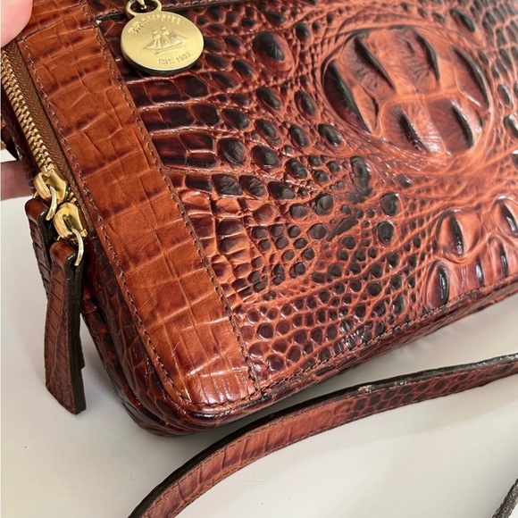 BRAHMIN Croc Embossed Leather iPad Bag 11”x9”x2” - Picture 4 of 9